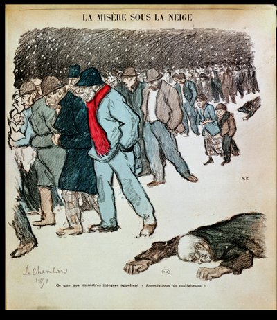 The Misery of Workers and the Unemployed in the Snow, illustration from 